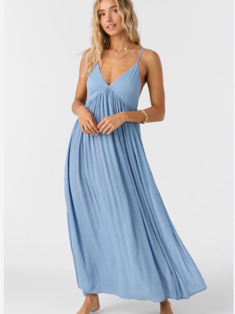 Z Supply Powder Blue Maxi Slip Dress with Spaghetti Straps
